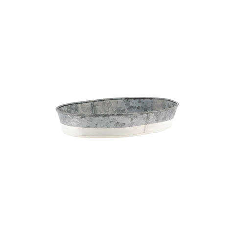 CHEF INOX CONEY IS GALV OVAL TRAY 240x160x45mm DIPPED WHI