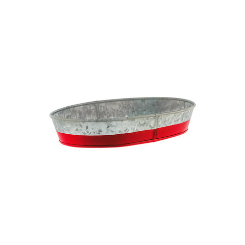 CHEF INOX CONEY IS GALV OVAL TRAY 270x190x45mm DIPPED RED