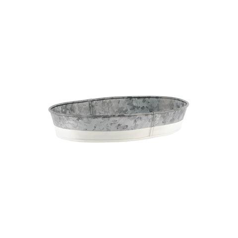 CHEF INOX CONEY IS GALV OVAL TRAY 270x190x45mm DIPPED WHI