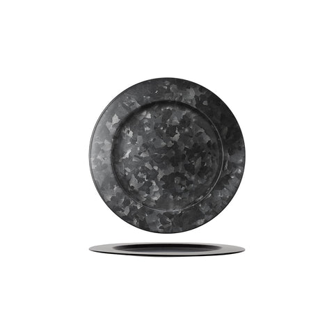 CHEF INOX CONEY IS GALV BLACK ROUND PLATE WIDE RIM 280mm RED