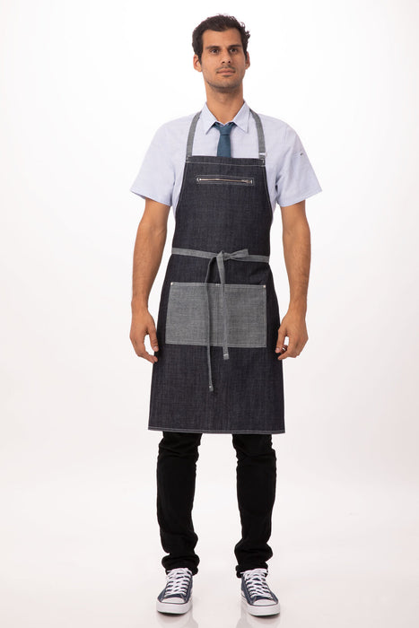 Chef Works Manhattan Bib Apron- Indigo Blue