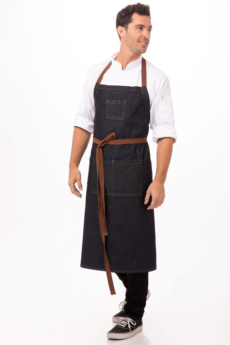 Chef Works Memphis Chefs Bib Apron- Indigo Blue