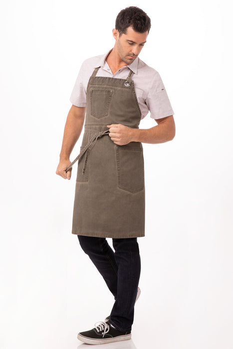 Chef Works Dorset Bib Apron- Earth Brown