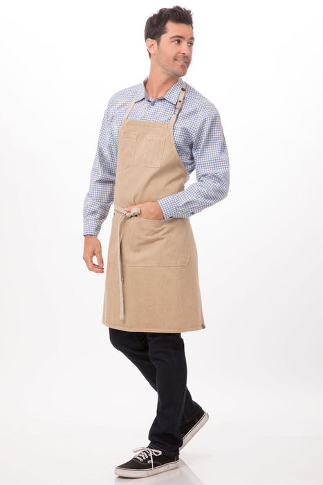 Chef works Austin Bib Apron- Natural