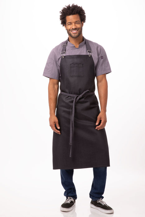 Chef works  Boulder Chefs Bib Apron- Purple Black