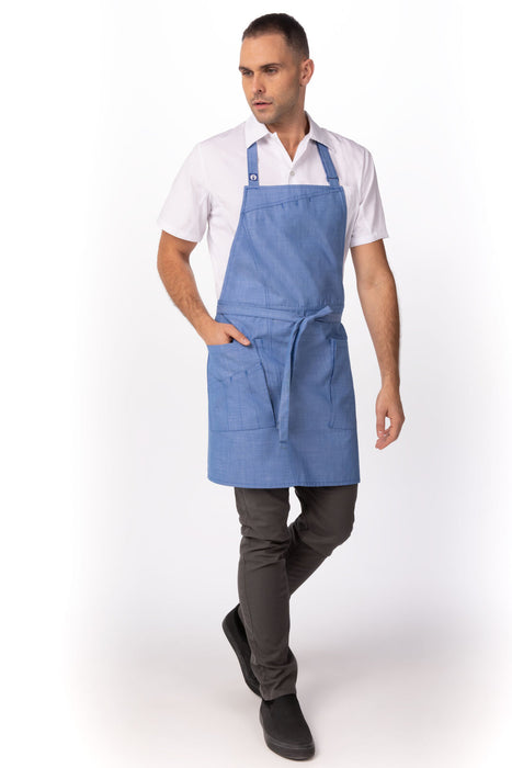 Chef works Medford Bib Apron- French Blue