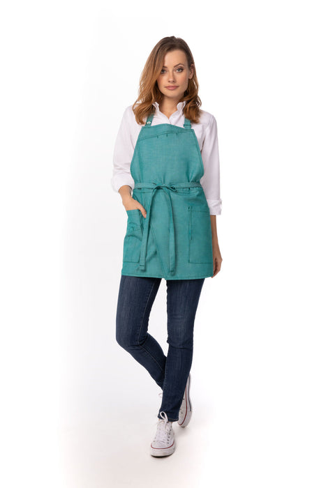 Chef works Medford Short Bib Apron- Jade