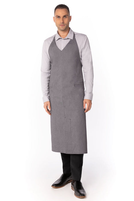 Chef Works Volante V-Neck Bib Apron- Light Grey