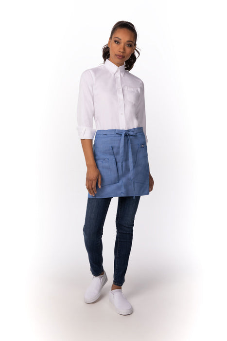 Chef works Medford Half Bistro Apron- French Blue