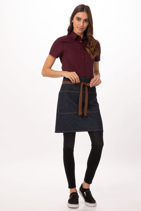 Chef works Memphis Half Bistro Apron- Indigo Blue
