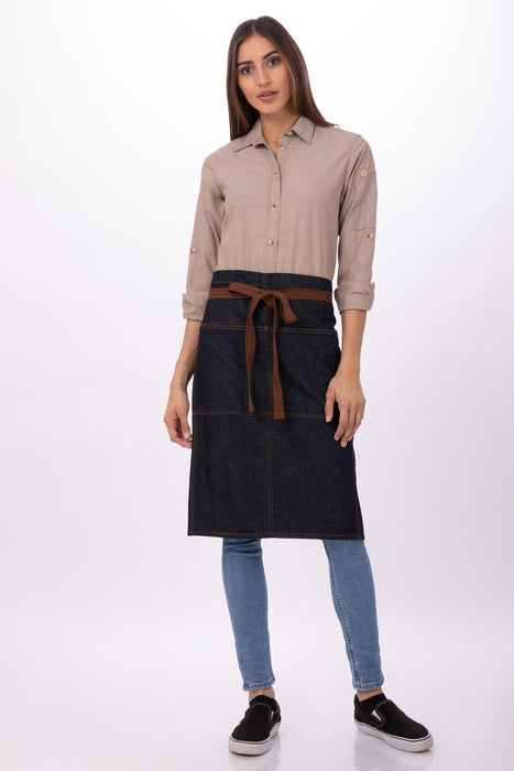 Chef works Memphis Bistro Apron- Indigo Blue