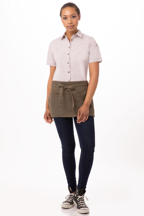 Chef Work Uptown Waist Apron- Blue Taupe