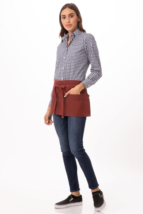 Chef works Uptown Waist Apron- Red Navy