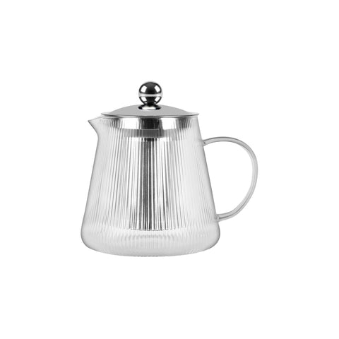 BREW INFUSION GLASS TEAPOT w/FILTER & LID 600ml VERT STRIPE Box of 2