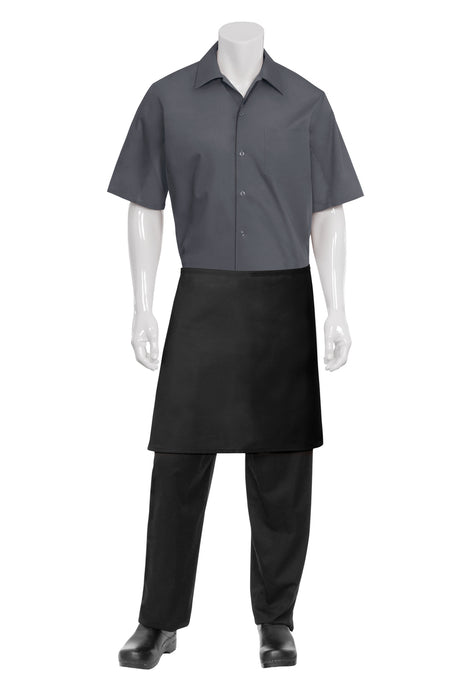Chef Works Half Black Apron No Pocket- Black